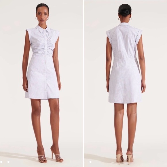 Veronica Beard Dresses & Skirts - VERONICA BEARD Shirt Dress Ferris Striped Ruched 4